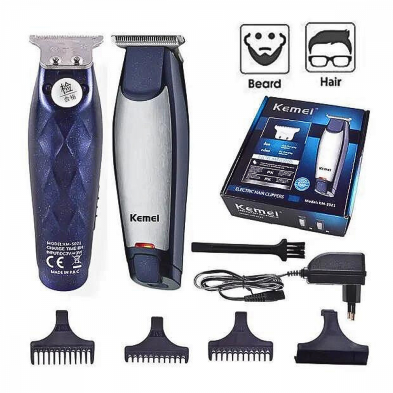 Máquina de Cortar Cabelo Barba Acabamentos, Aparador de Pelos, Recarregável Bivolt Kemei KM-5021