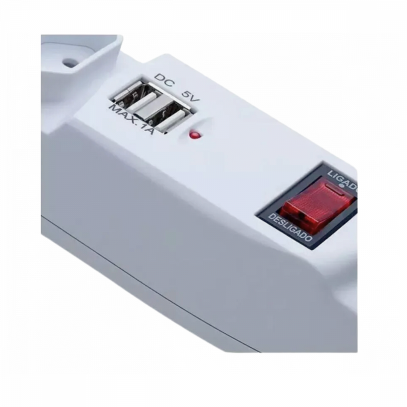 Extensão Elétrica 6 Tomadas 3 Metros 2 Porta USB Kapbom SL7906-3m