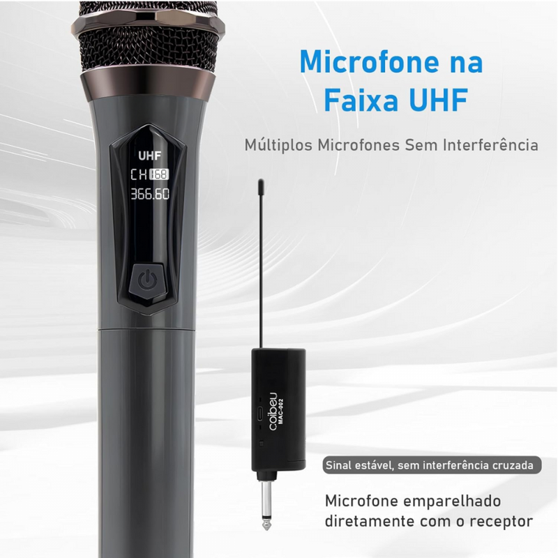 Kit 02 Microfones Sem Fio P2 Wireless Karaokê Profissional Kapbom KA-M87C