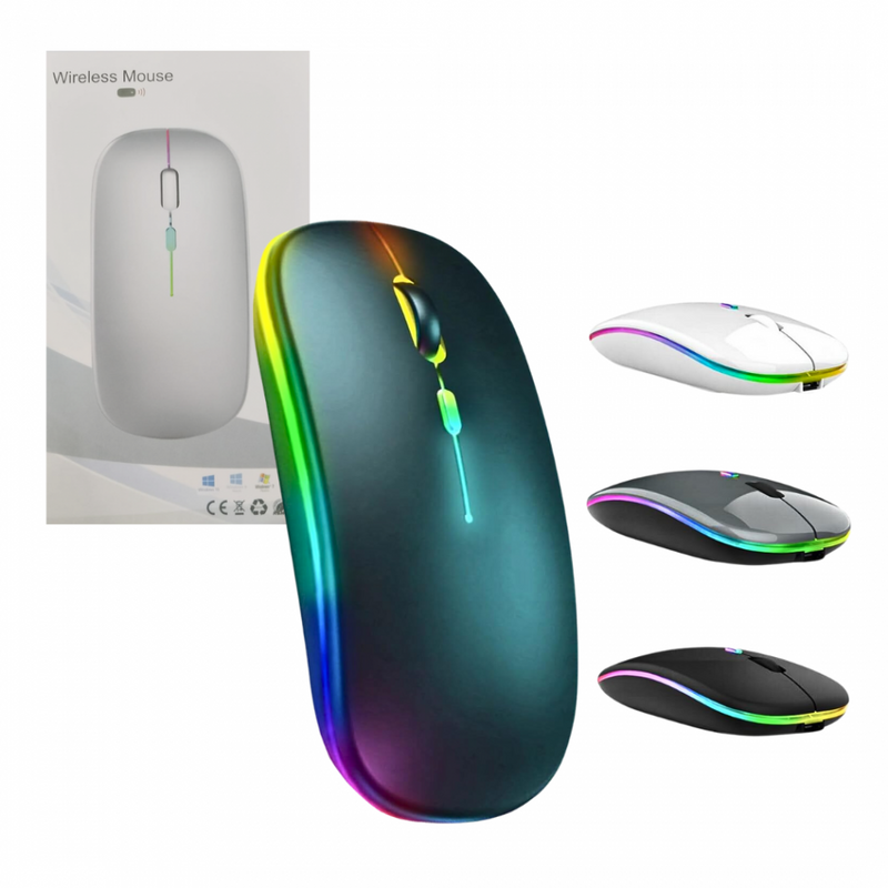 Mouse Sem Fio Bluetooth RGB 1600 dpi Exbom 3482