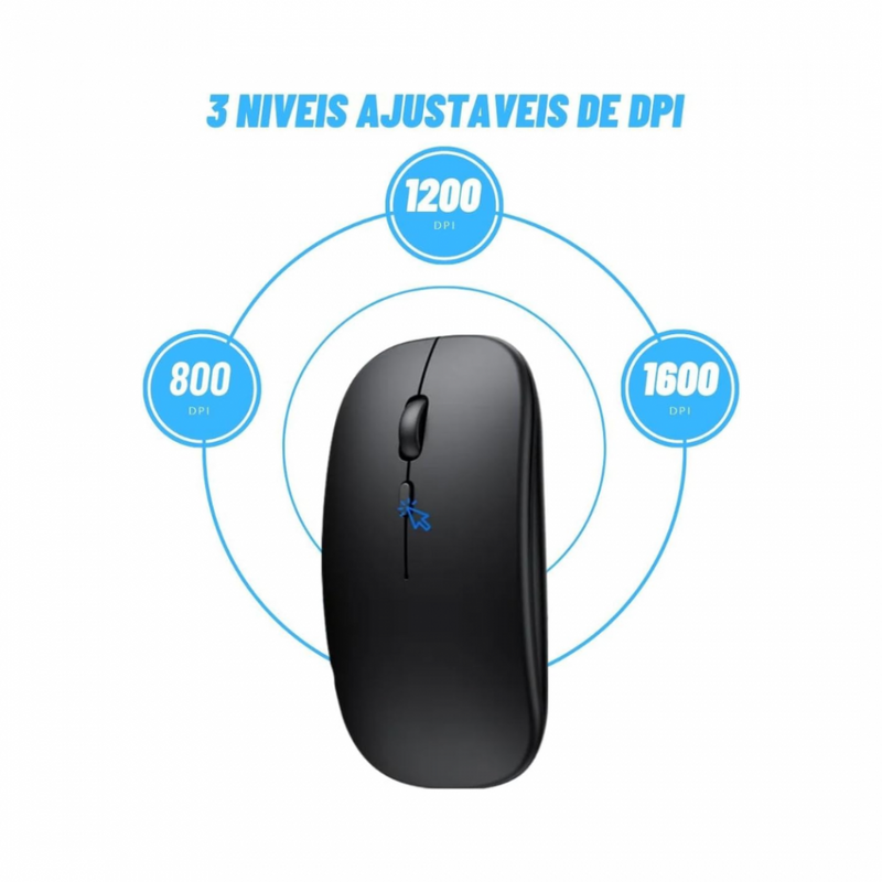 Mouse Sem Fio Bluetooth RGB 1600 dpi Exbom 3482