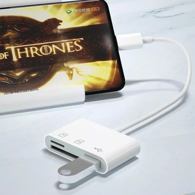 Adaptador OTG conexão USB Tipo-C e Leitor de Cartão SD, TF E USB Kapbom KA-1532