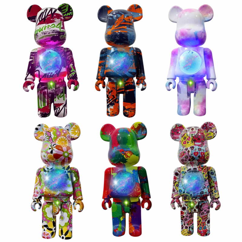 Caixa de Som Projetor Galáxia Estrelas Luminária Bluetooth URSO Bearbrick Altomex AL-8111