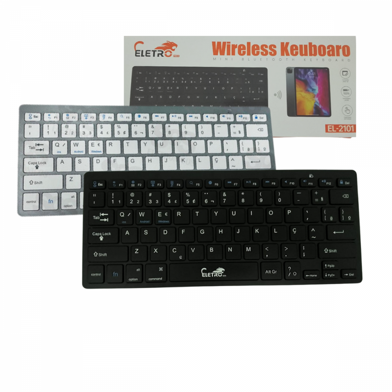 Teclado Portátil Bluetooth Sem Fio Ultra Fino Tablet Celular Notebook Computador ELETRO EL-2101